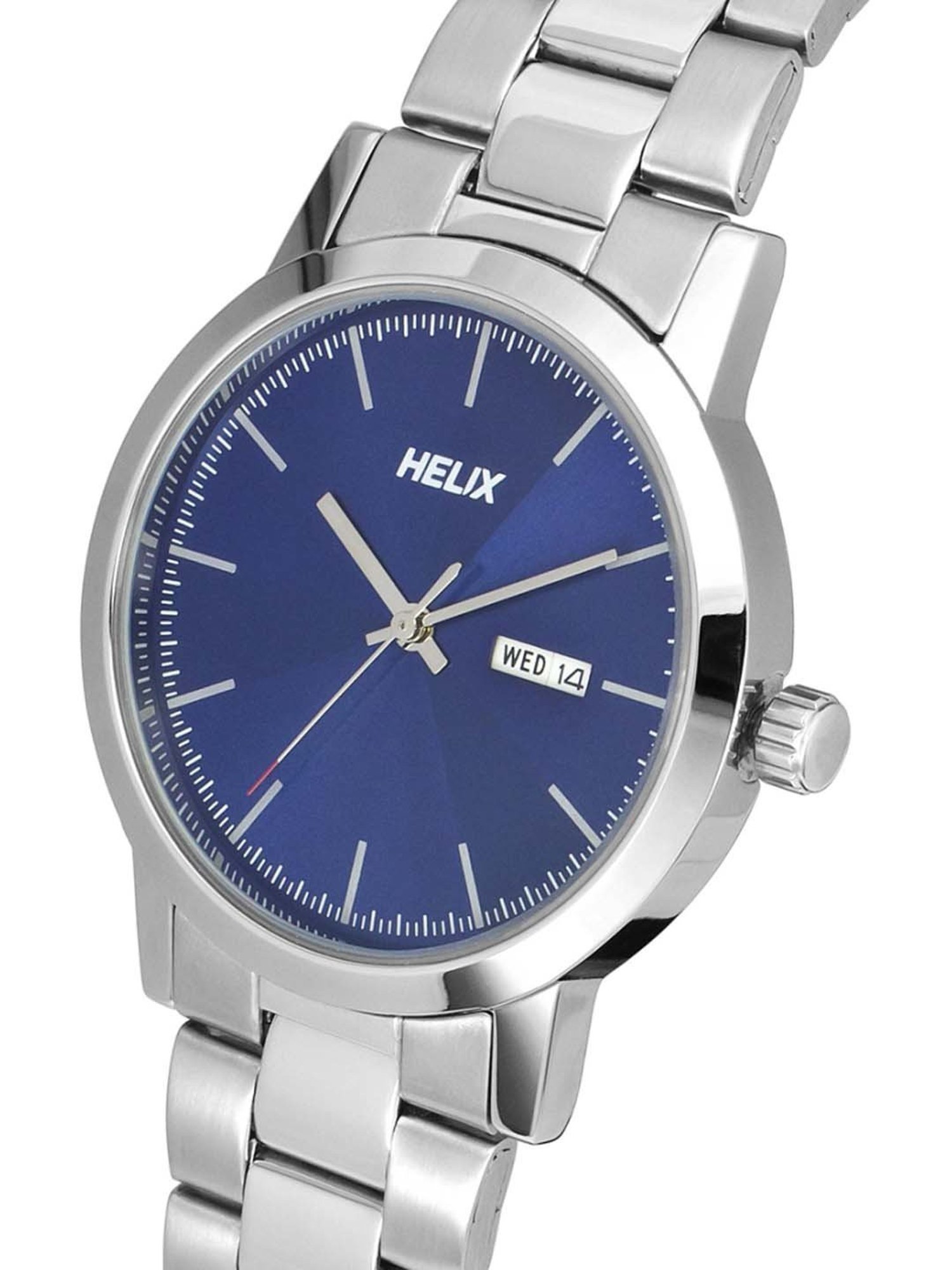 Helix By Timex Blue Round Dial Analog Stainless Steel Men Watch - TW047HG02