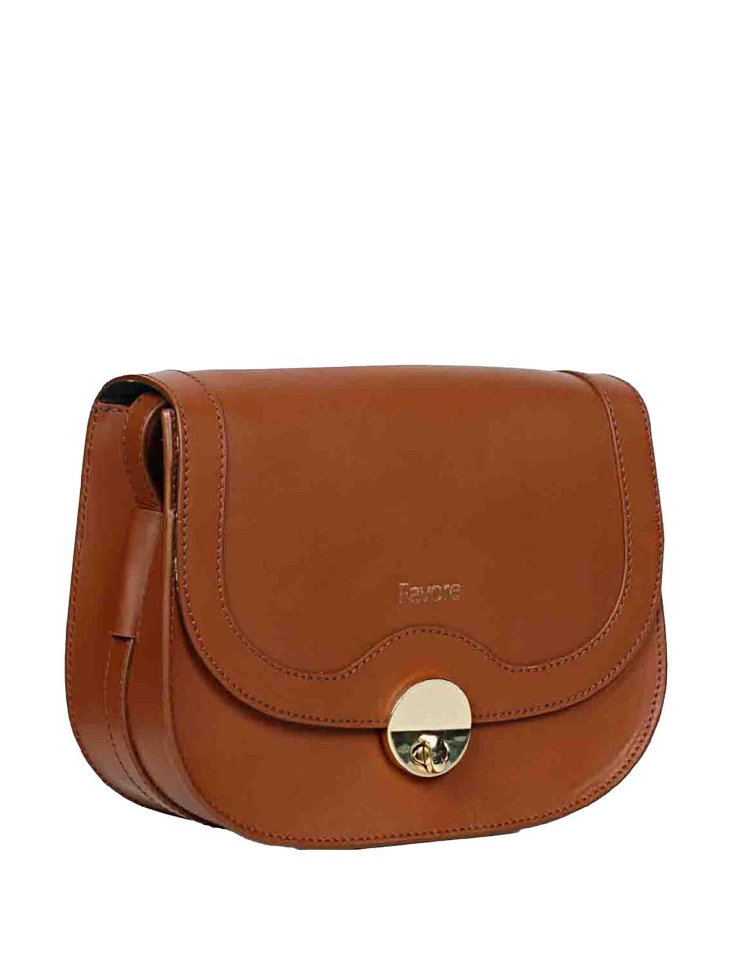 Favore Tan Solid Small Sling Handbag