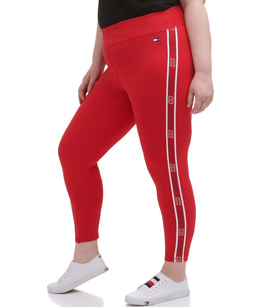 Intro Plus Size Splash Tie Dye Loop Strap Hem Detail 7/8 Ankle Pull-On Leggings