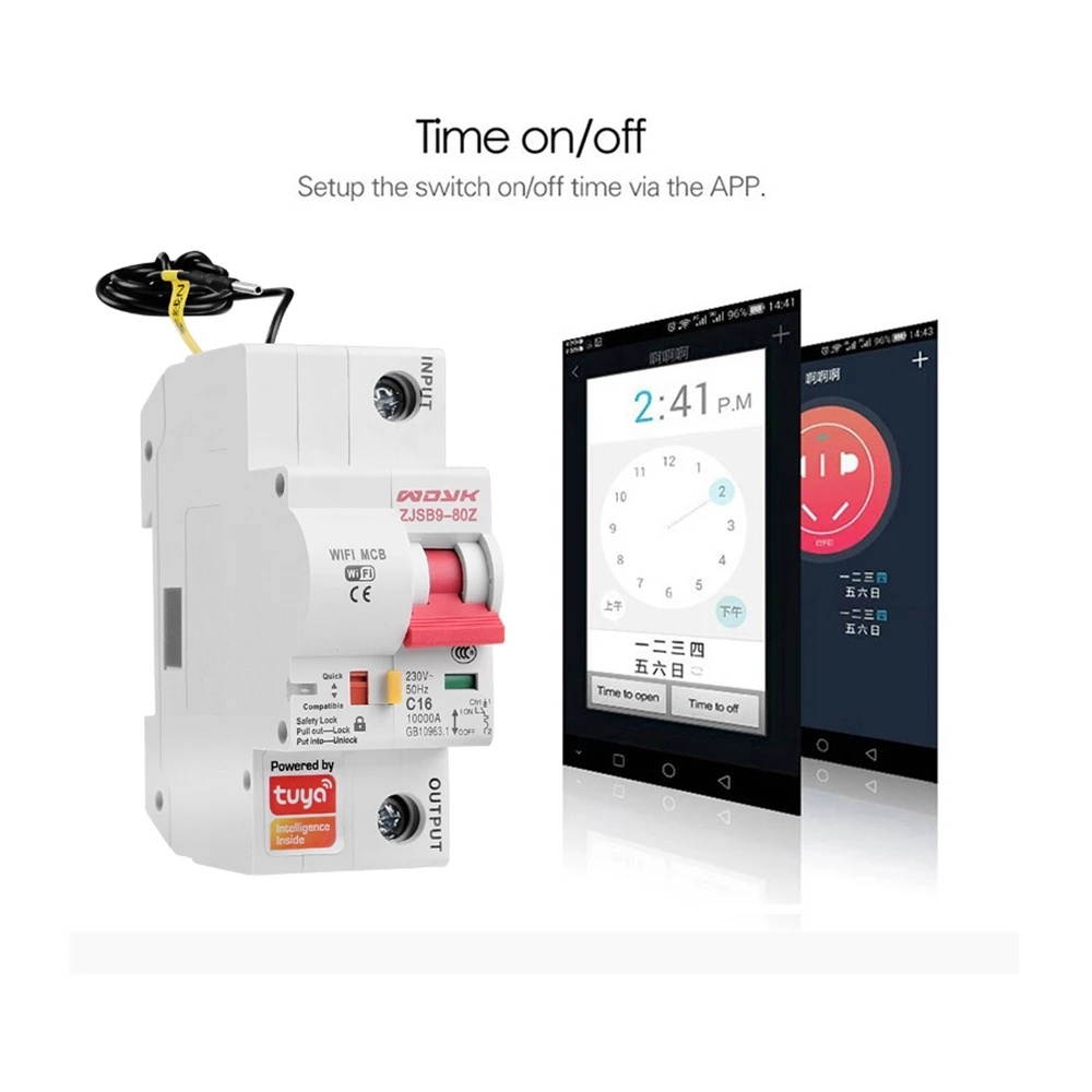 Tuya Smart Life 10A-125A 1P WiFi Smart Circuit Breaker Overload Short-circuit Protection Works with Alexa Google Home-63A