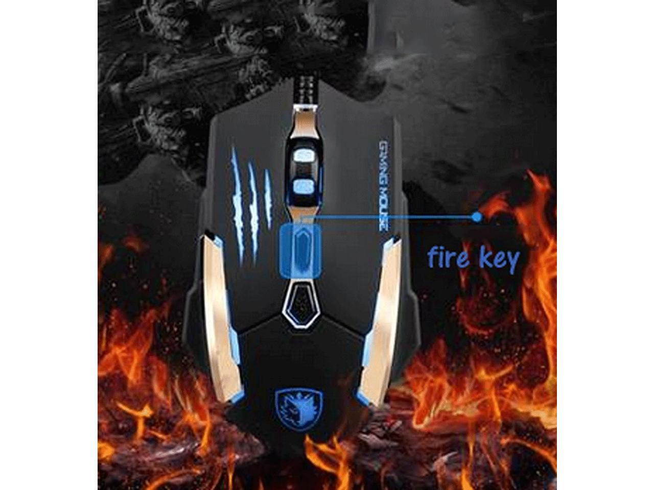 Gaming Mice 7 Buttons 2400 DPI , USB 4 Optical LED Colors Working Mouse, Metal Bottom Wired Gaming Mouse for PC Computer (Black)