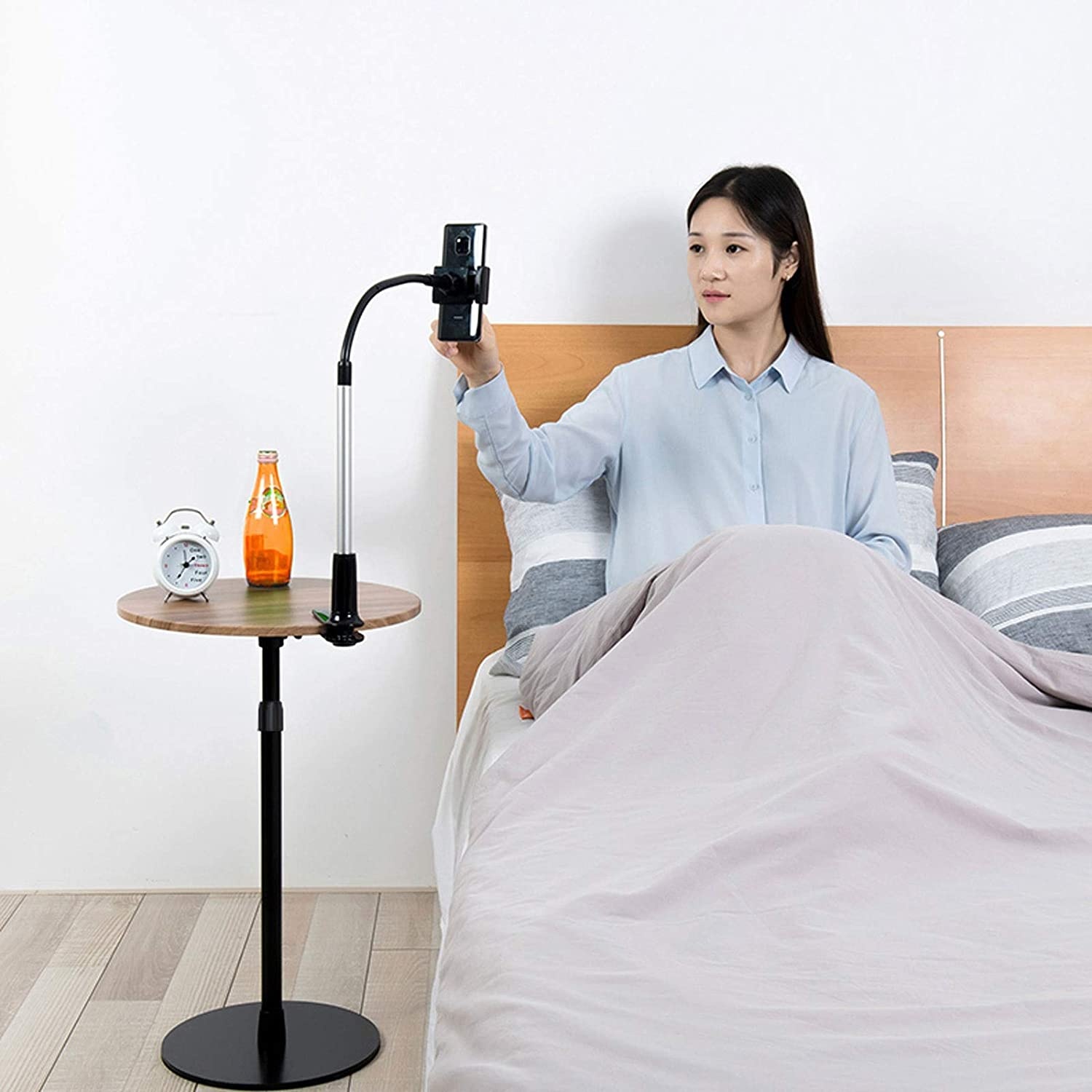 hongbanlemp Mobile Projector Projector Laptop Floor Stand - Holder for Projector, Tablet Holder Mount with Adjustable Height and Gooseneck Phone Holder Projector Tripod Stand (Color : Black)