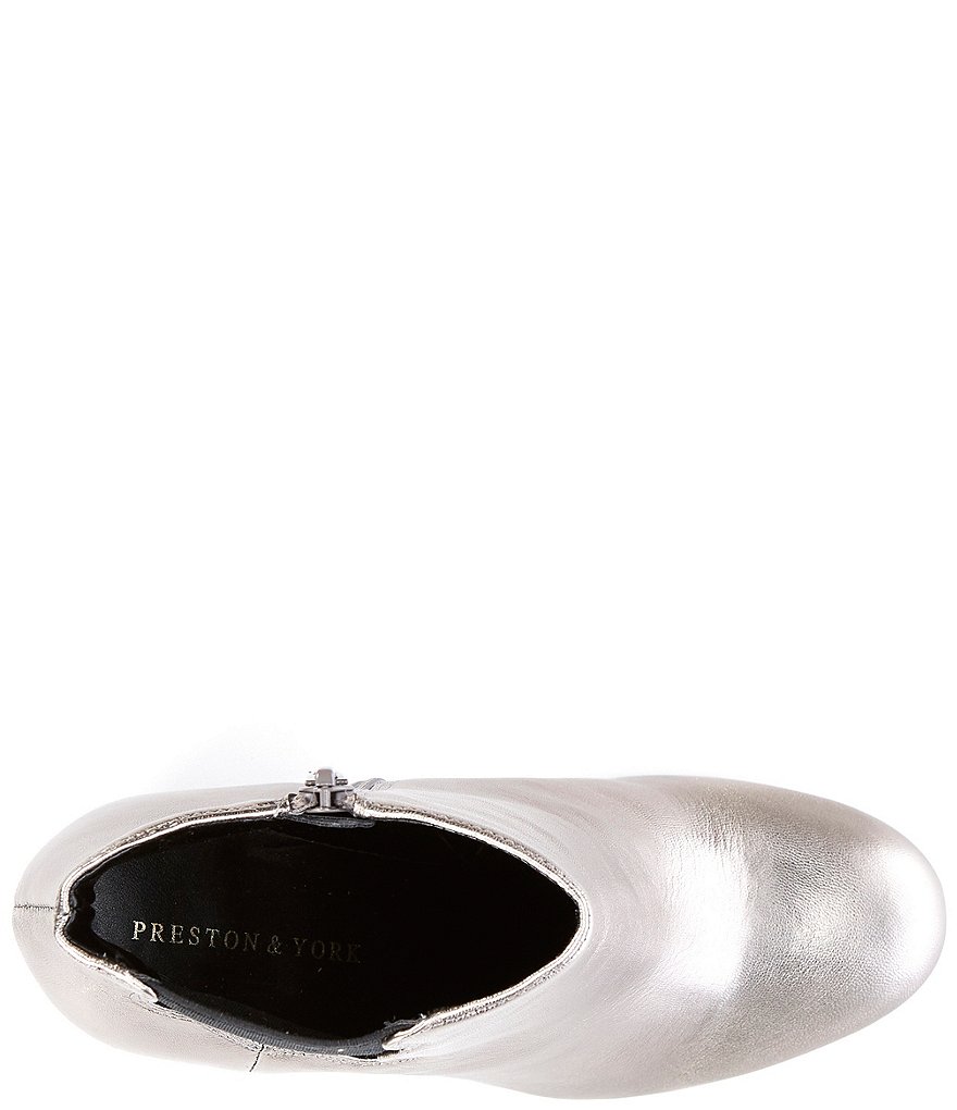 Preston & York Olina Metallic Leather Chain Heel Detail Chelsea Booties