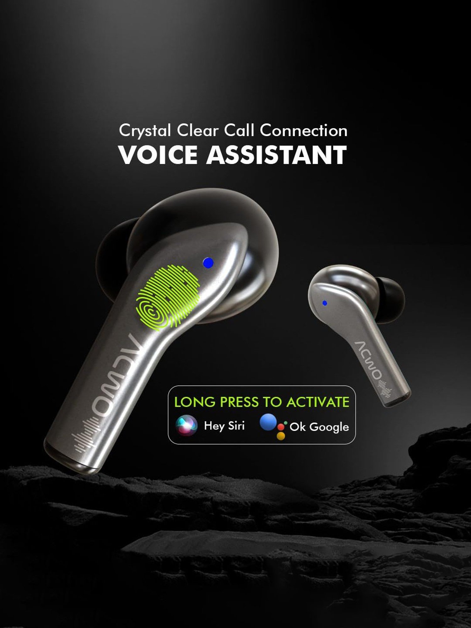 ACwO DwOTS 545 In Ear Earbuds with 48Hrs Playtime & ENC (Tinsel Grey, True Wireless)