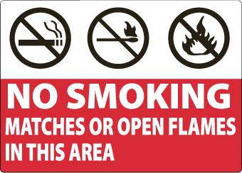 NMC M722A-NO SMOKING MATCHES OR OPEN FLAMES IN THIS AREA, GRAPHICS, 7X10, .040 ALUM (1 EACH)