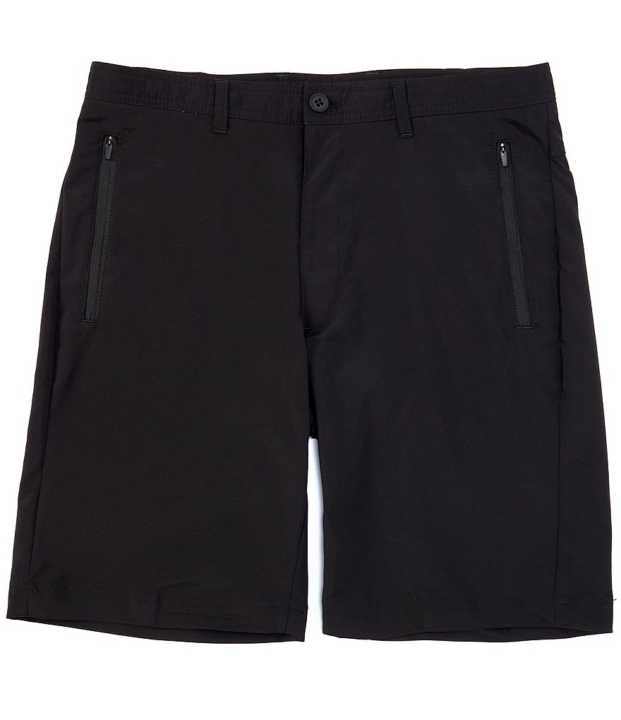 Roundtree & Yorke Big and Tall Performance 9#double; and 11#double; Inseam Flat Front Herringbone Print Shorts