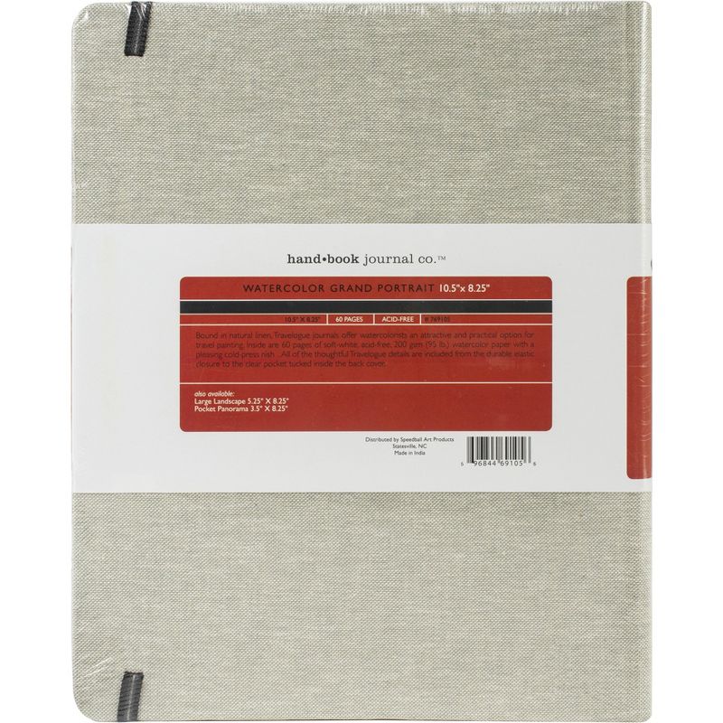 Hand Book Watercolor Journal 10.5"X8.25" 30 Sheets-Portrait - Natural Linen