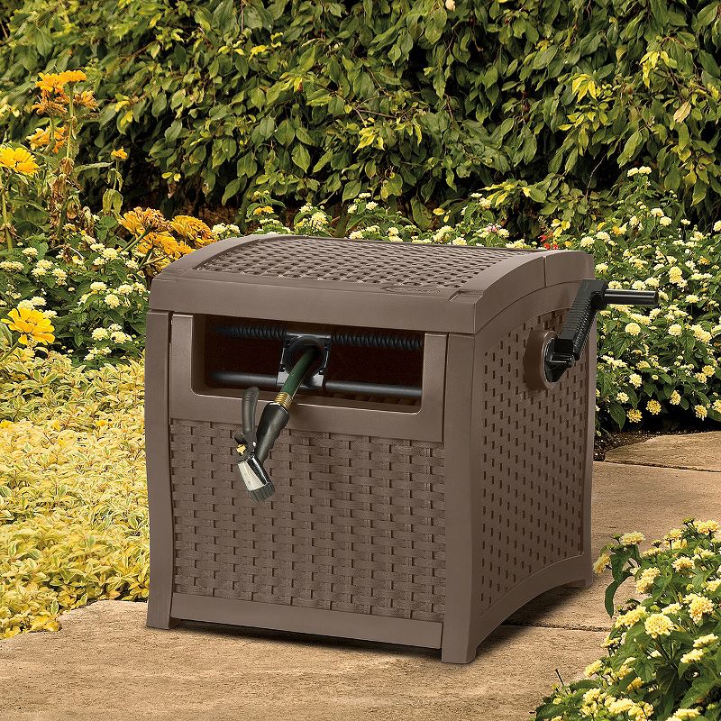 Resin Wicker Smart Track Hose Hidaway 225' - Brown - Suncast