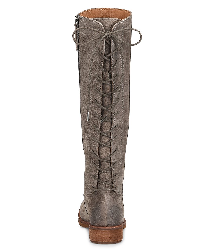 Sofft Sharnell II Waterproof Suede Lace-Up Back Block Heel Tall Boots