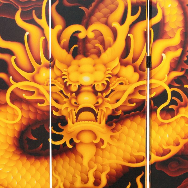 6" Dragon Fire on the Mountain Double Sided Room Divider Yellow - Oriental Furniture