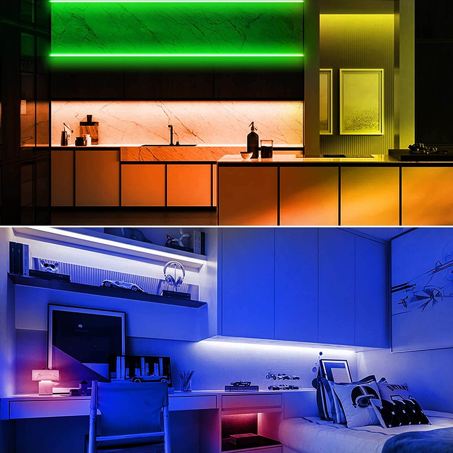 20ft Led Lights for Bedroom CNTOO Led Lights Strip Music Sync Color Changing RGB 5050 Led Strip Lights with Remote for Bedroom Party Home Decoration20Ft