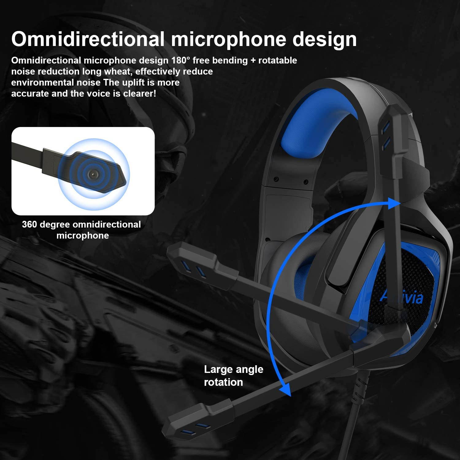 Gaming Headset,3.5mm Blue Gaming Headset,MH602 PS4 Headset for PC, Laptop, Xbox One, Mac, iPad, Nintendo Switch Games, Computer Game Gamer Over Ear Flexible Microphone Volume Control with Mic