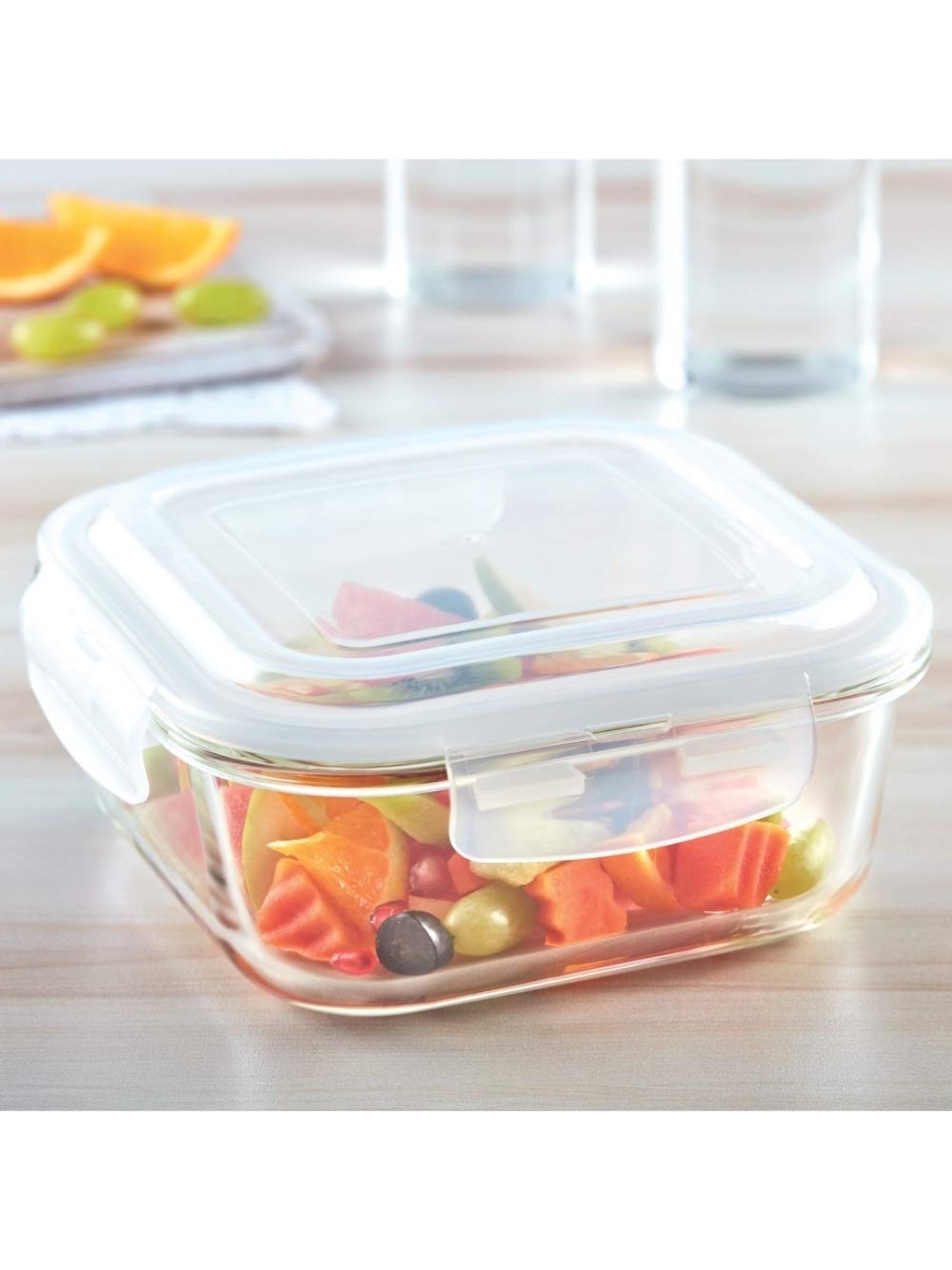 Borosil Transparent Glass Storage Container (1 L)