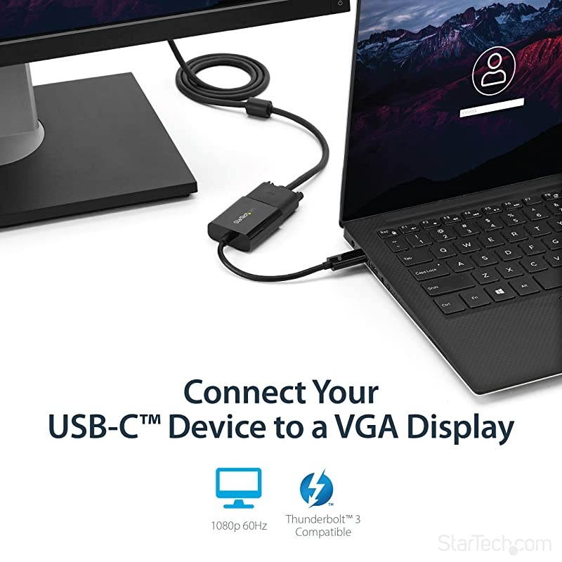 com USBC to VGA Adapter Black 1080p Video Converter For Your MacBook Pro USB C to VGA Display Dongle CDP2VGA