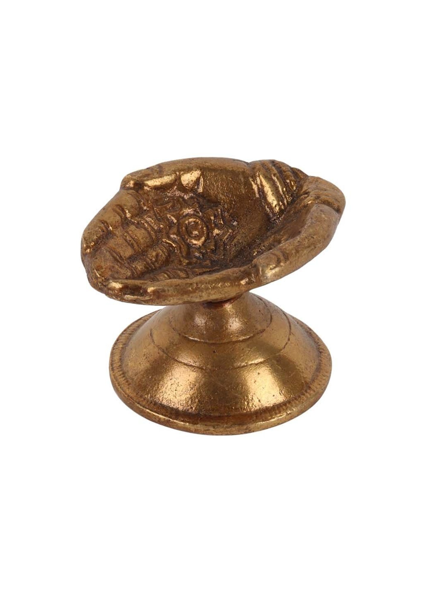 Aapno Rajasthan Winter Collection Antique Gold Brass Hand Carved Diyas - Set of 2