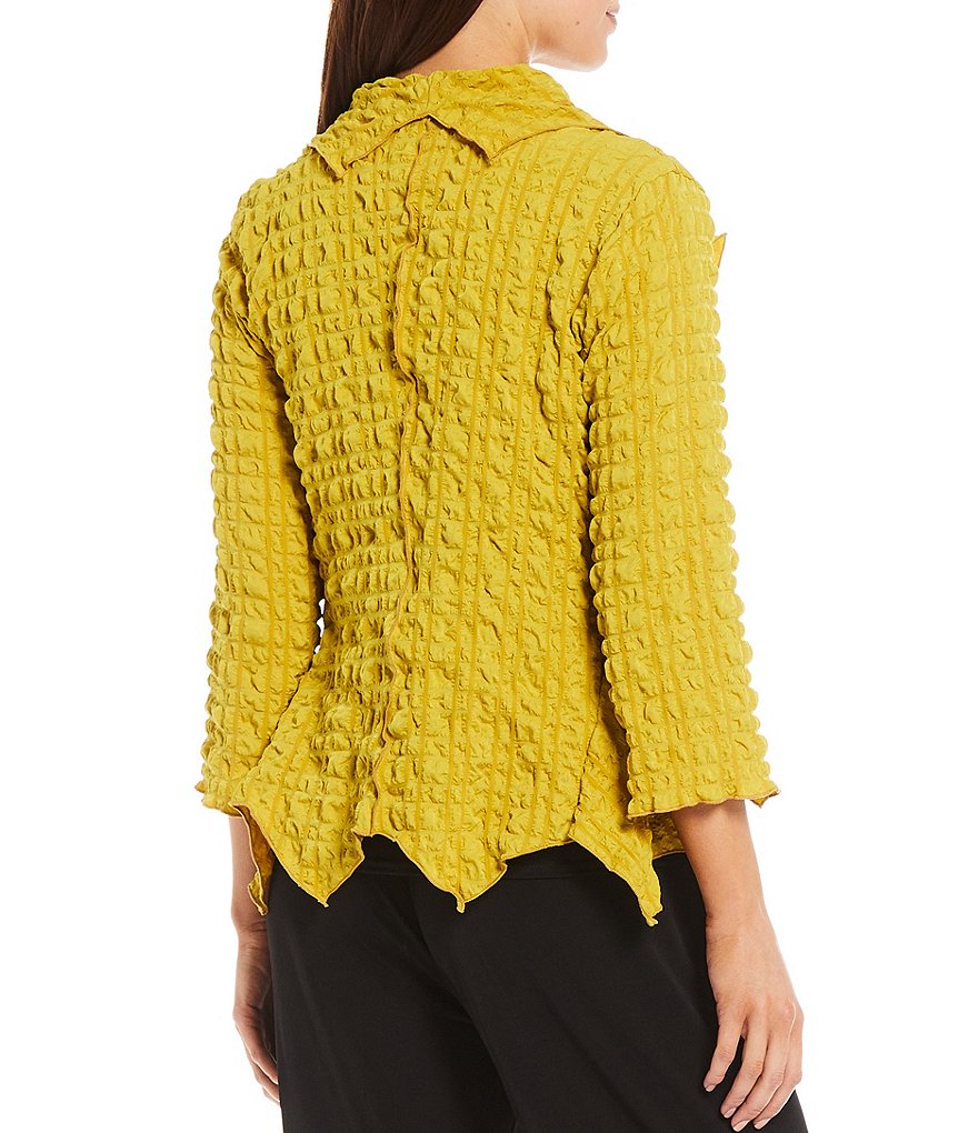 IC Collection Shawl Collar Open Front Asymmetric Hem 3/4 Sleeve Jacket