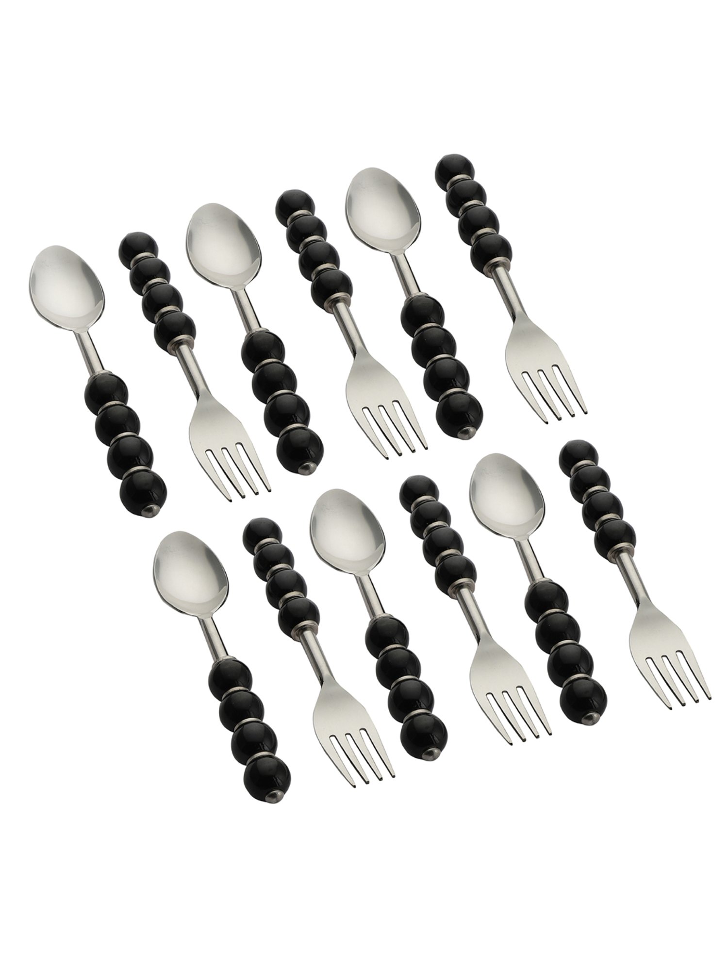 VarEesha Black Steel Spoons & Forks - Set of 12