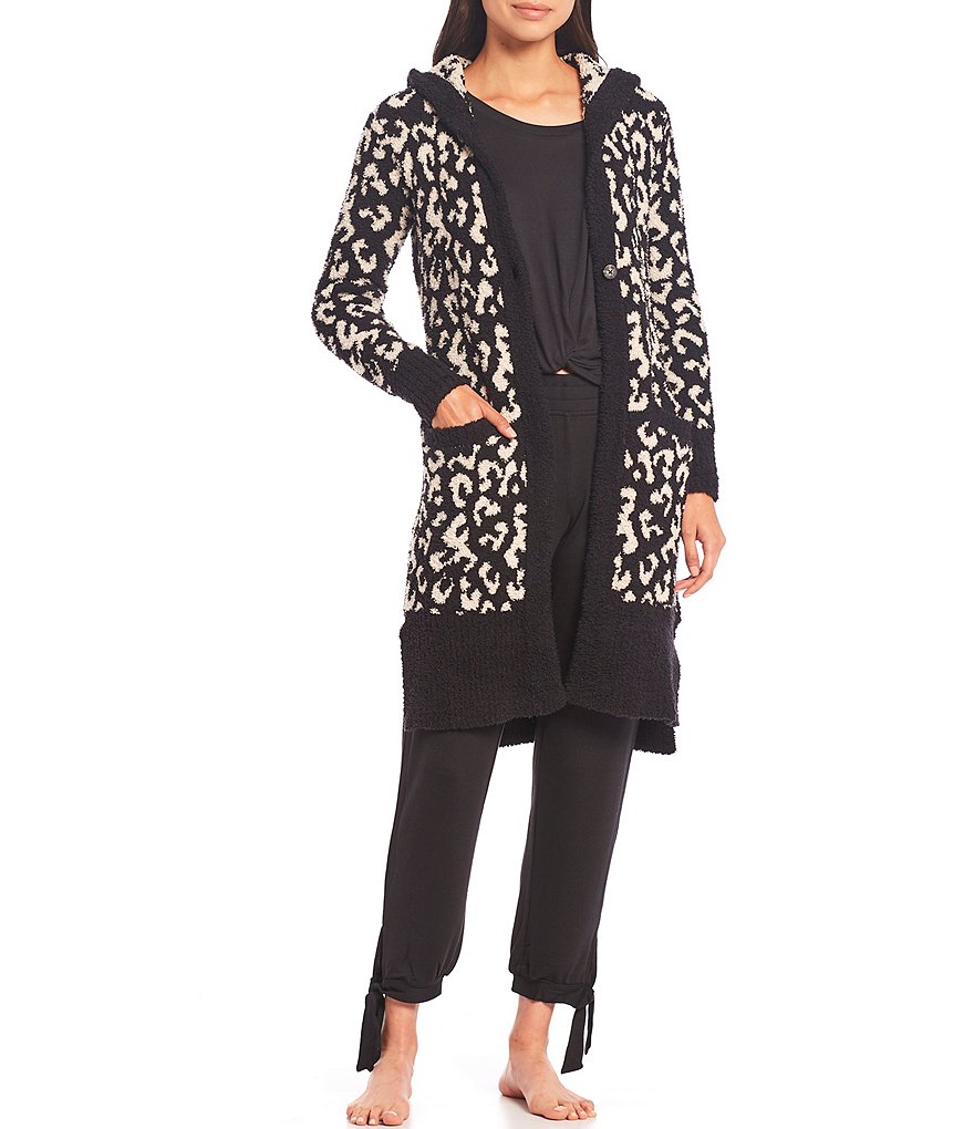 UGG Judith Sweater-Knit Leopard Print Hooded Lounge Cardigan