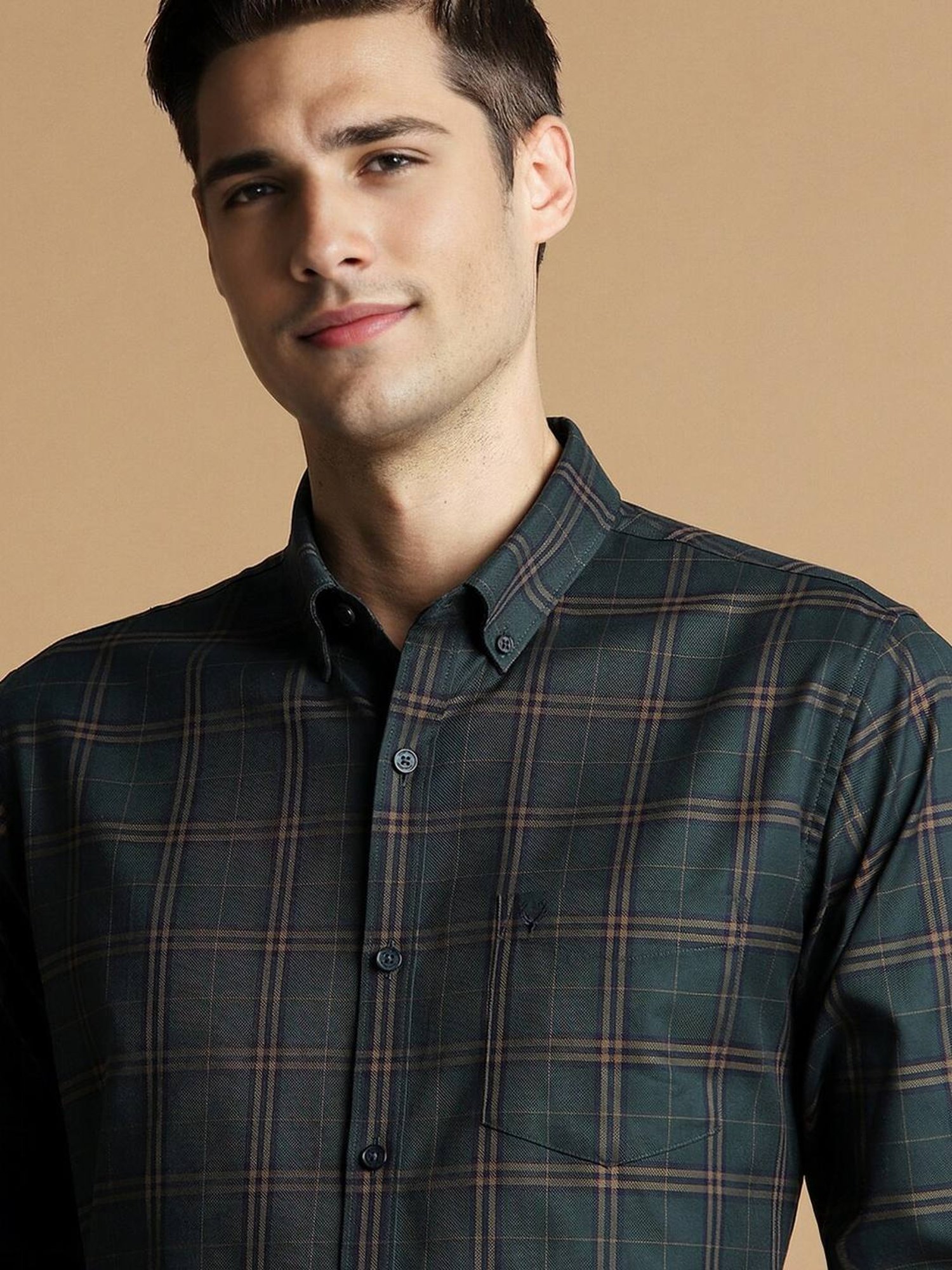 Arrow Sport Dark Green Cotton Slim Fit Shirt