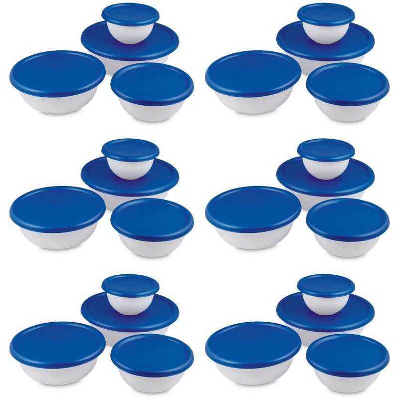 6 Pack Sterilite 07479406 8-Piece Plastic Kitchen Covered Bowl/Mixing Set w/Lids