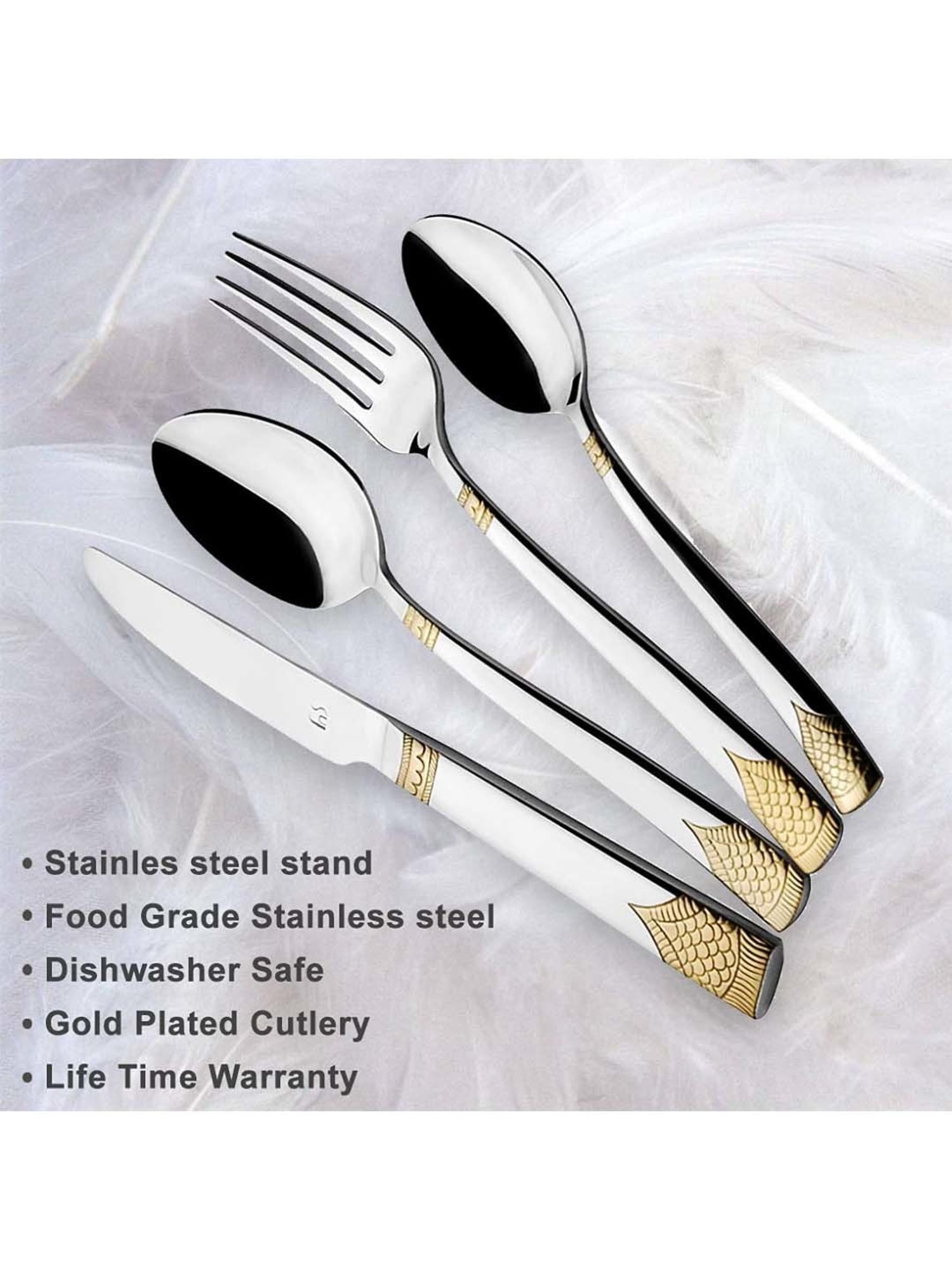 FnS August Gold & Silver Stainless Steel Cutlery - Set of 25