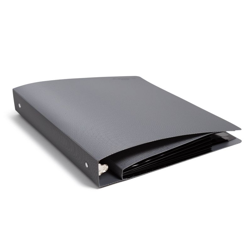 U Brands 1.5" Plastic Performance D Ring Bindfolio 200 Sheet Capacity 5 Pocket Iron