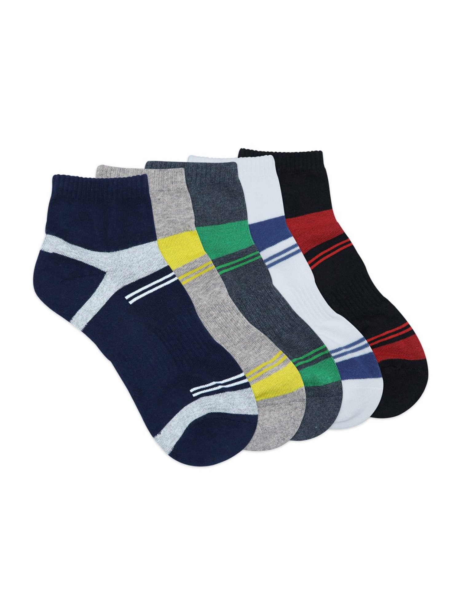 BALENZIA Cotton Striped High Ankle Sports Socks (Pack Of 5)