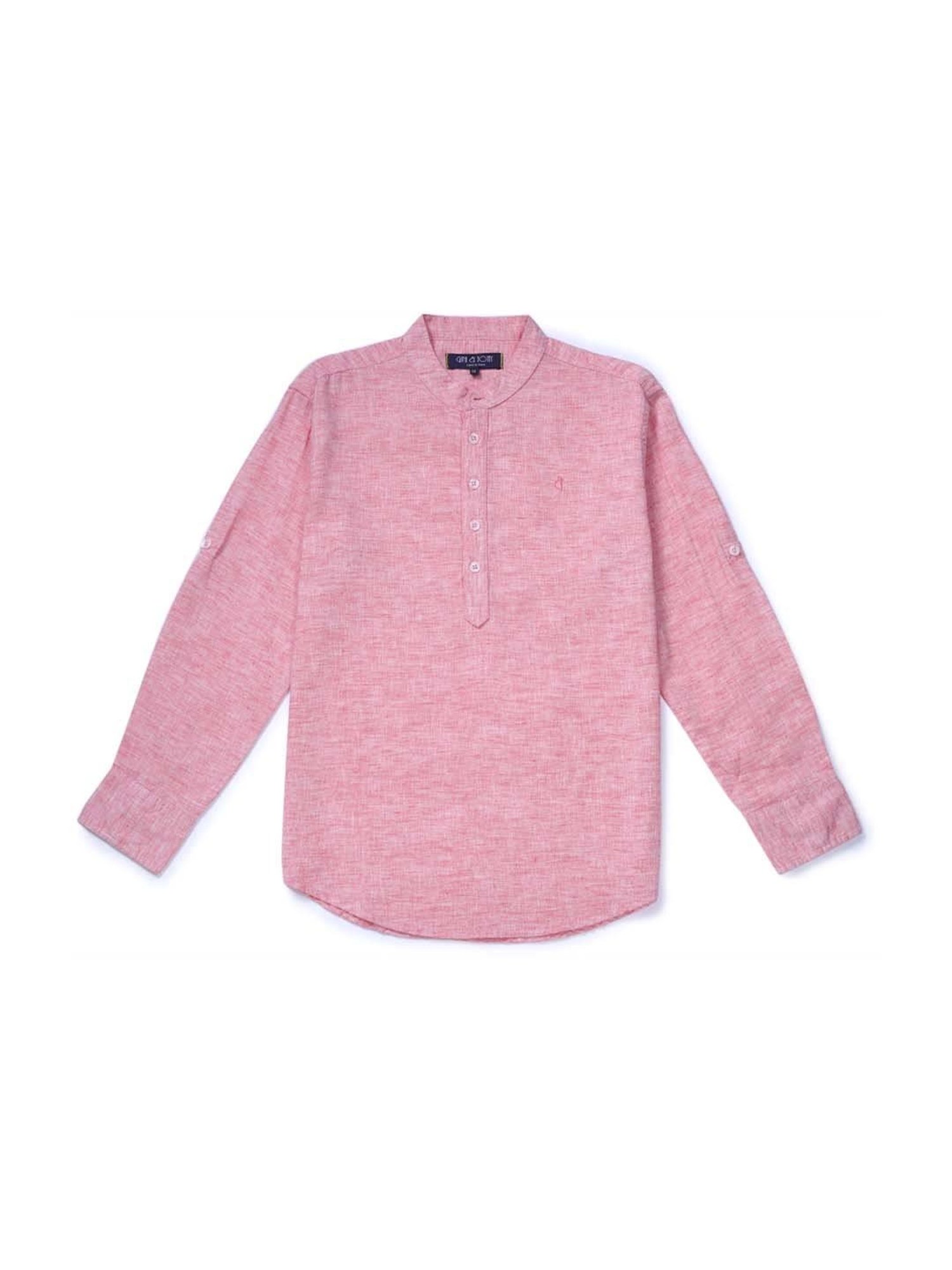 Gini & Jony Kids Pink Cotton Regular Fit Full Sleeves Shirt