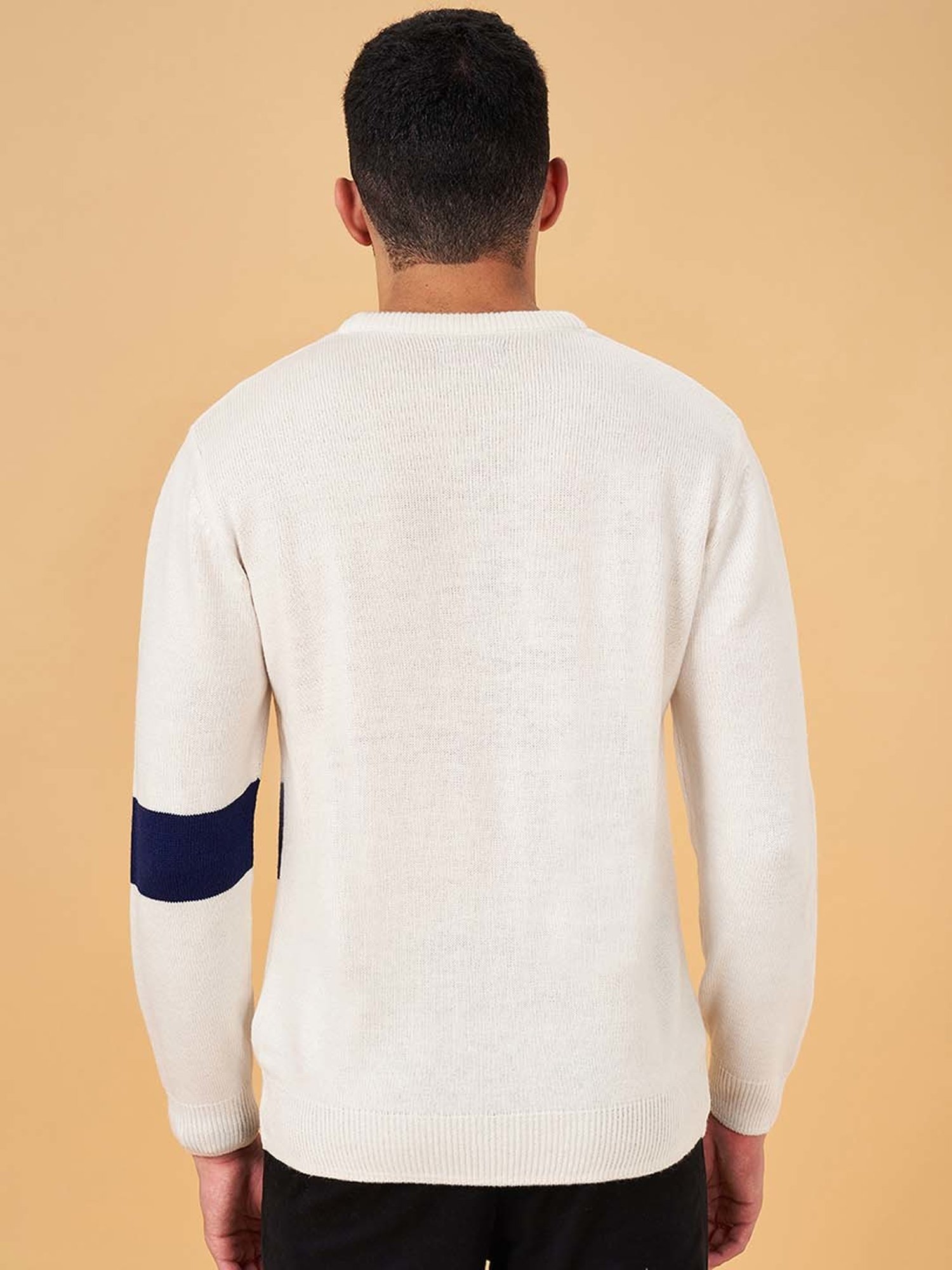 Byford by Pantaloons White Slim Fit Self Design Sweater