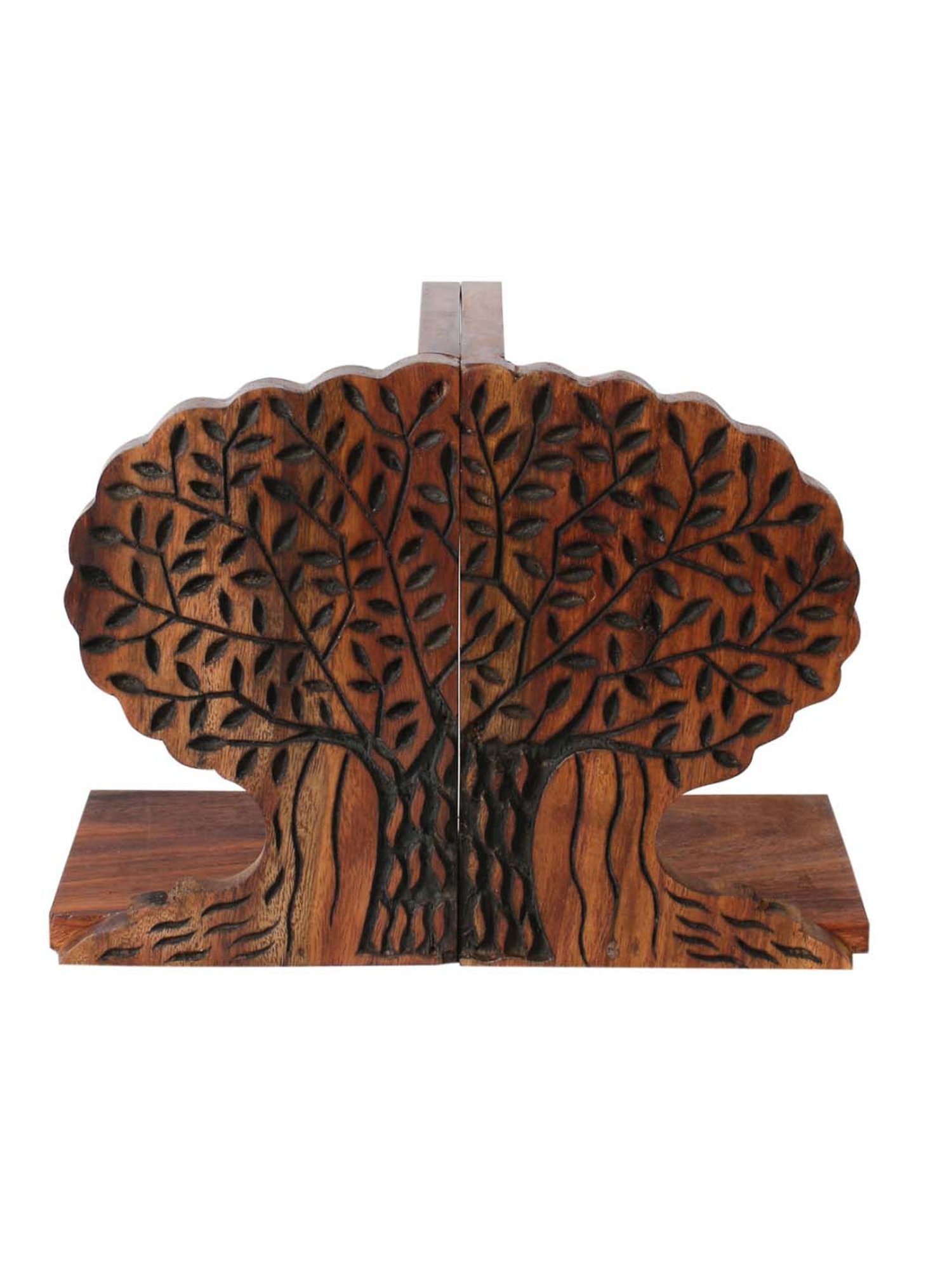 VarEesha Brown Sheesham Wood Banyan Tree Shaped Bookend - Set of 1
