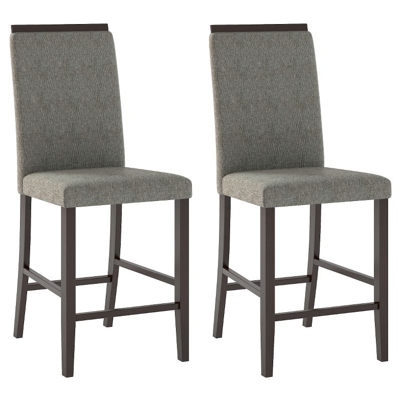 Set of 2 Bistro Upholstered Counter Height Barstools Wood/Pewter Gray - CorLiving