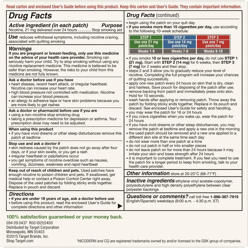 Nicotine Stop Smoking Aid Clear Patches Clear Step 1 - up & up™