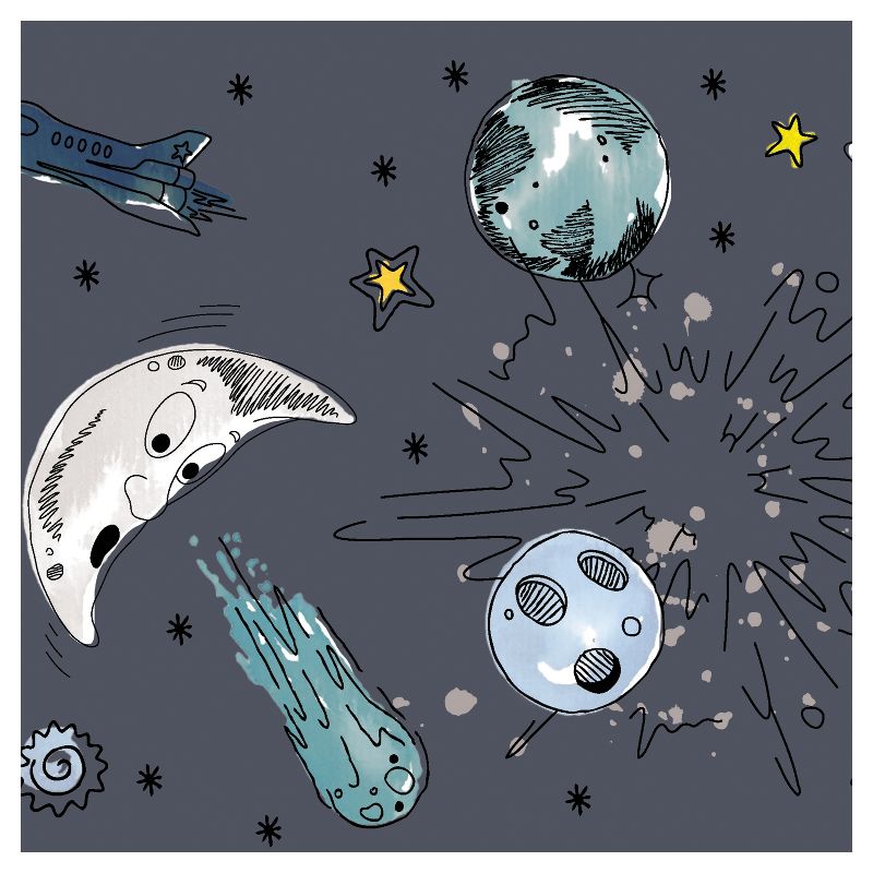 Tempaper Kids' Galaxy Self-Adhesive Removable Borders Wallpaper Out Of This World Black