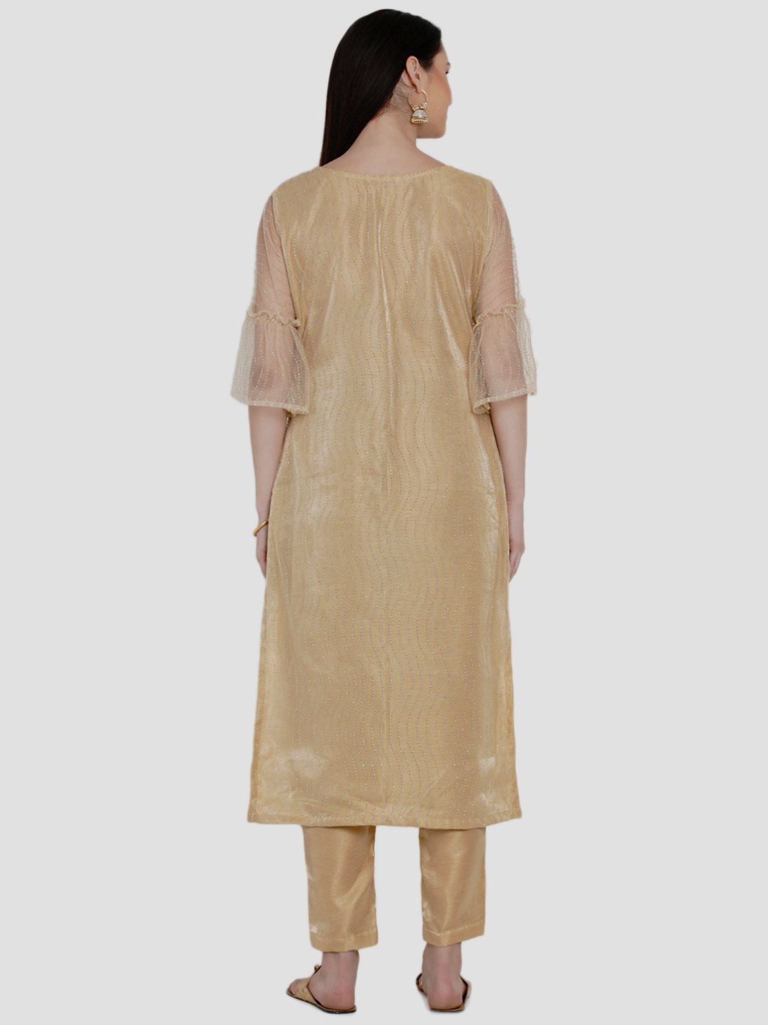 Women Republic Beige Embellished Kurta Pant Set