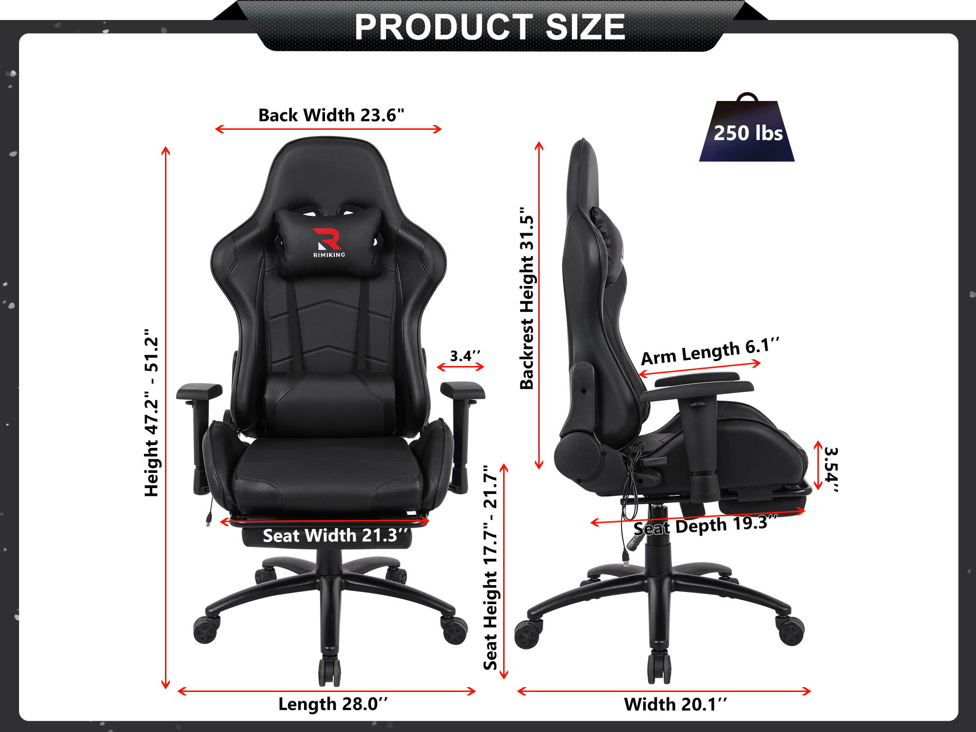 Massage Racing Chair with Retractable Footrest Gaming Chair - Computer Office Adjustable Lumbar Cushion Headrest Swivel Rocking Function Desk Chair 5 Colors