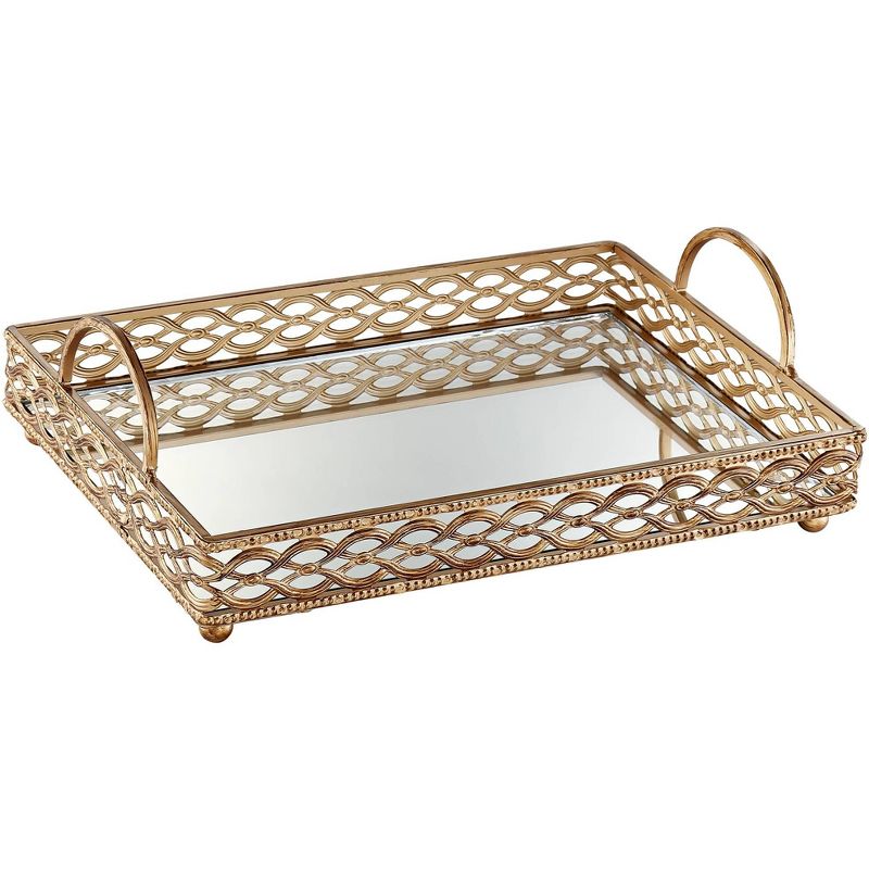 Dahlia Studios Magot 16" Wide Antique Gold Mirrored Tray