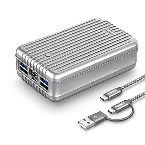 zendure a8pd 26800mah usb-c portable charger - 30w pd power bank (2 in 1 cable, led digital screen), 5-port quick charge extern