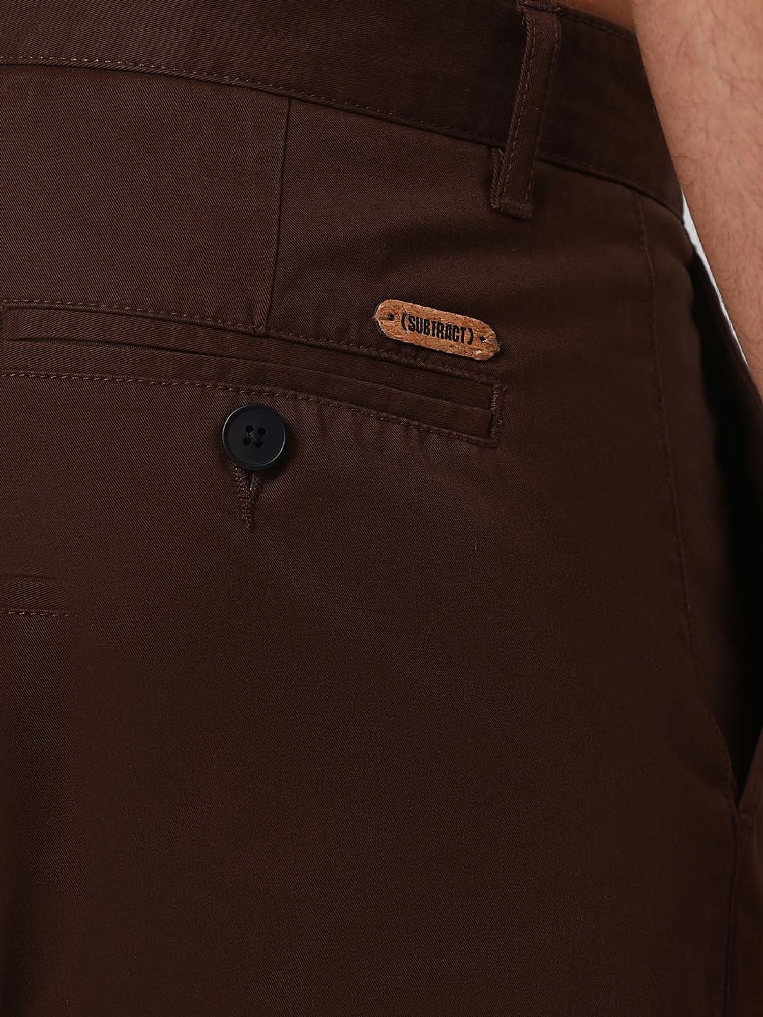 SUBTRACT Chocolate Brown Regular Fit Pleated Trousers