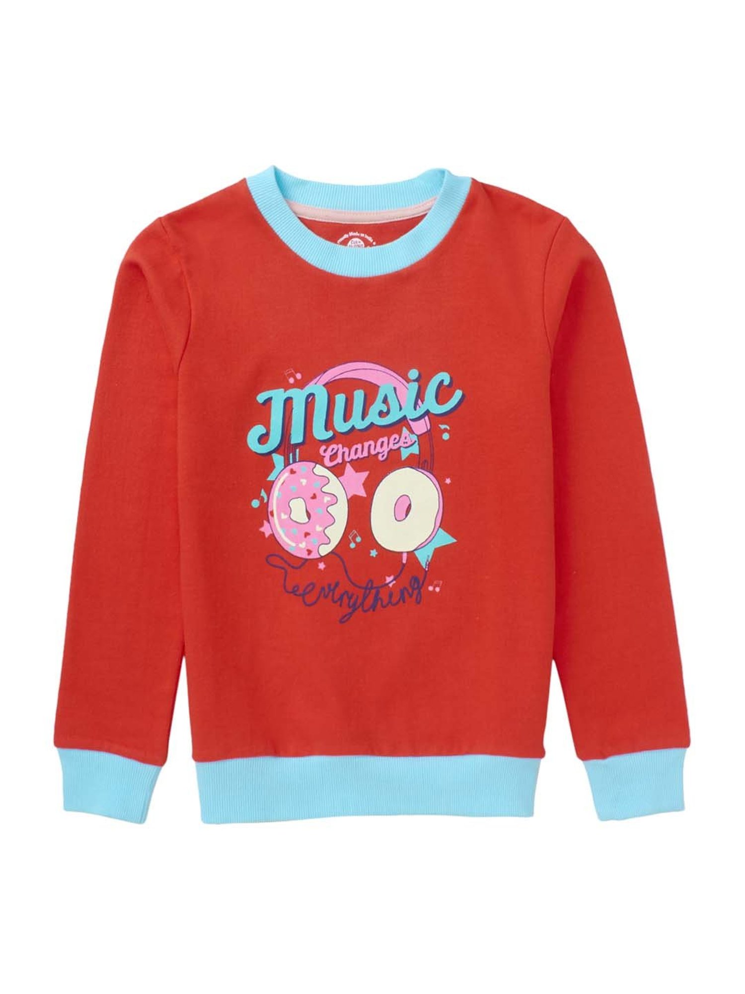 Cub McPaws Kids Red Cotton Printed Sweatshirt