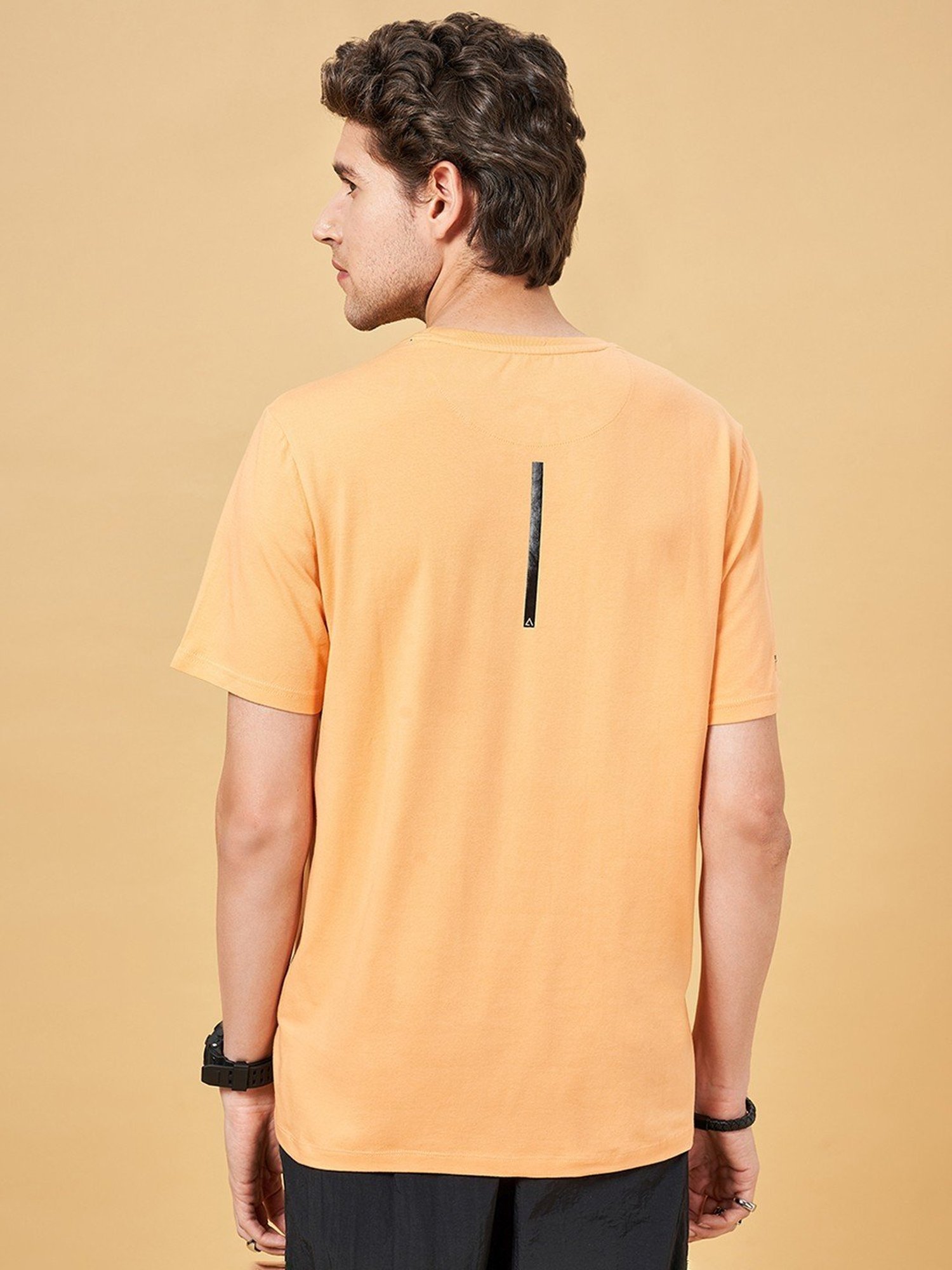 Street 808 By Pantaloons Peach Cobbler Regular Fit Printed T-Shirt