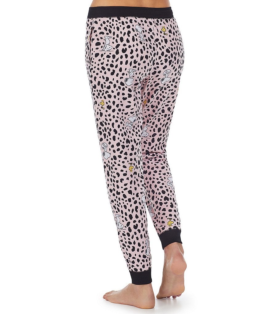 Peanuts Leopard and Snoopy & Woodstock Print French Terry Coordinating Jogger Drawstring Sleep Pants