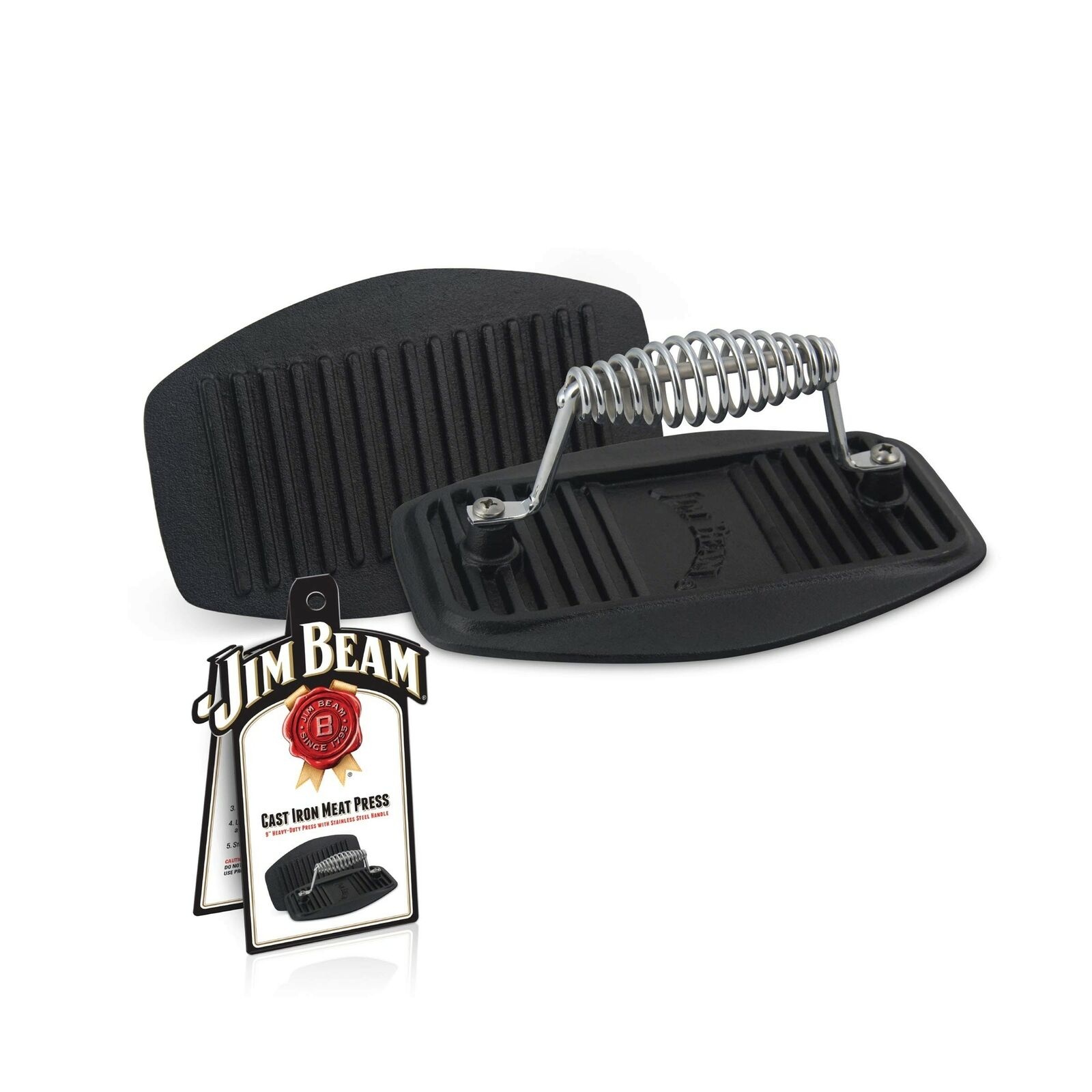 Jim Beam JB0177 Iron Barbecue, BBQ Press, Grill Accessories, Grid, Black