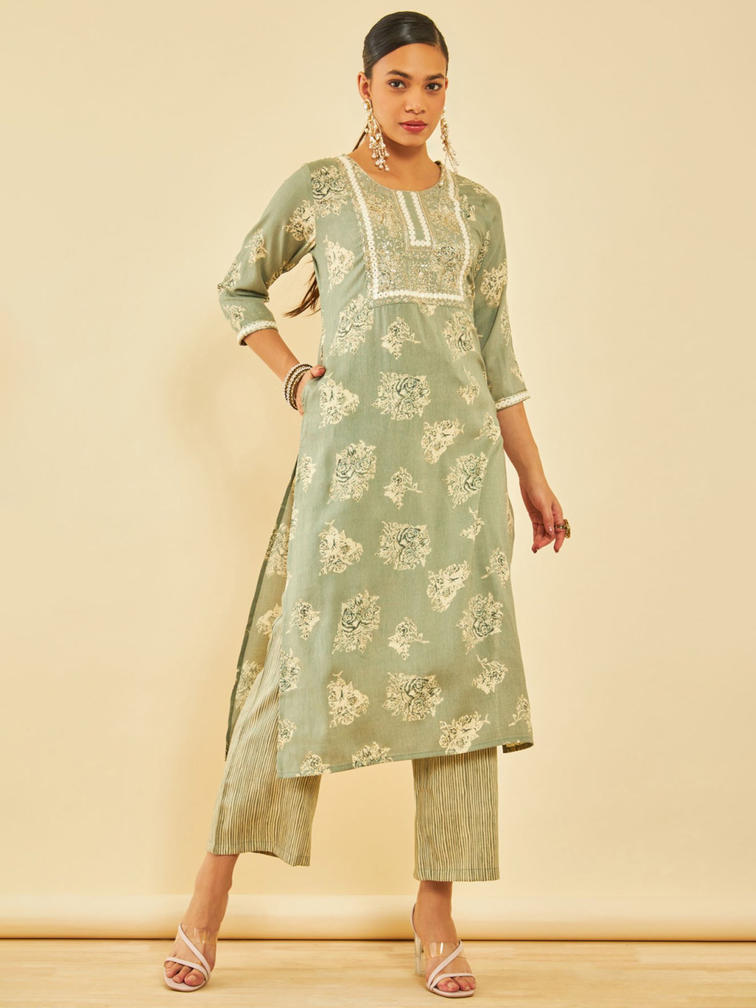 URBAN MYSTIC Black Rayon Embroidered Kurta & Sharara Set