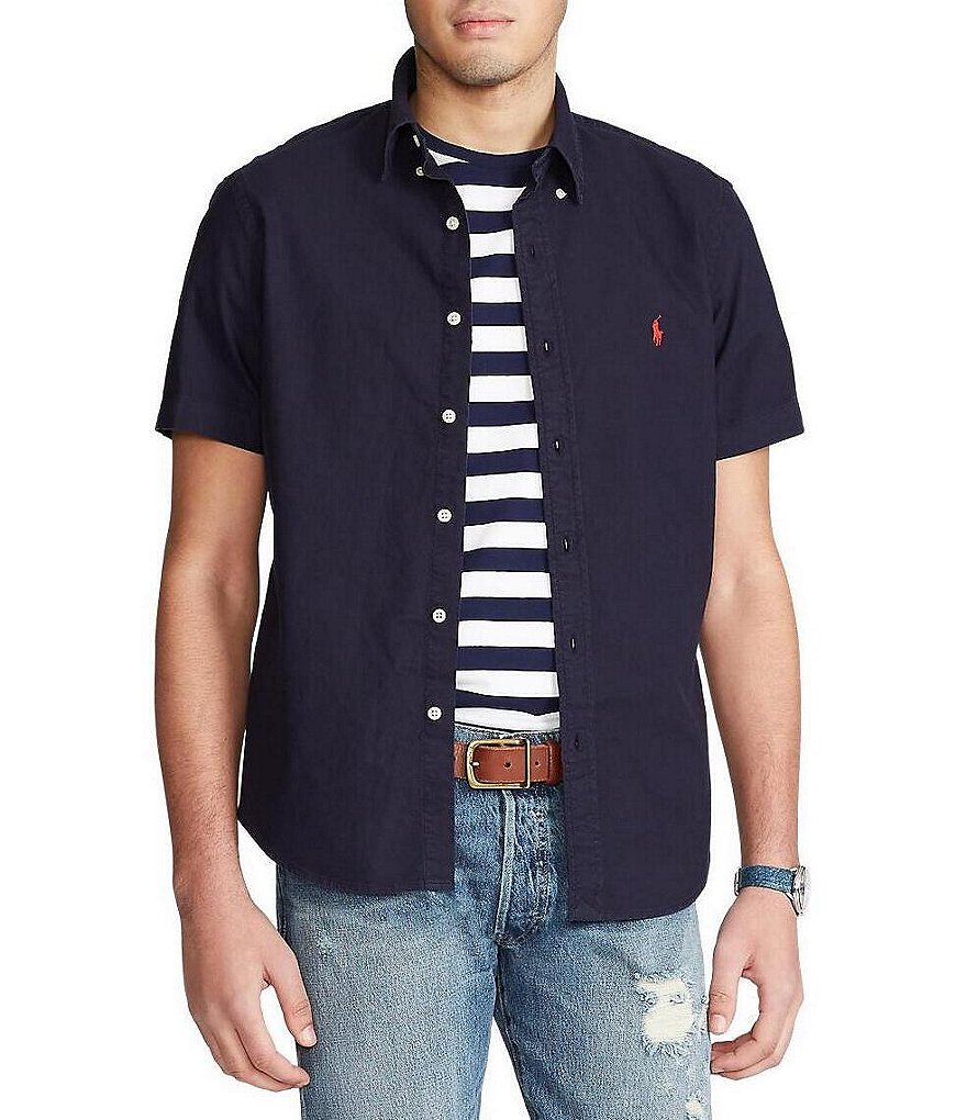 Polo Ralph Lauren Solid Garment-Dye Twill Short-Sleeve Woven Shirt