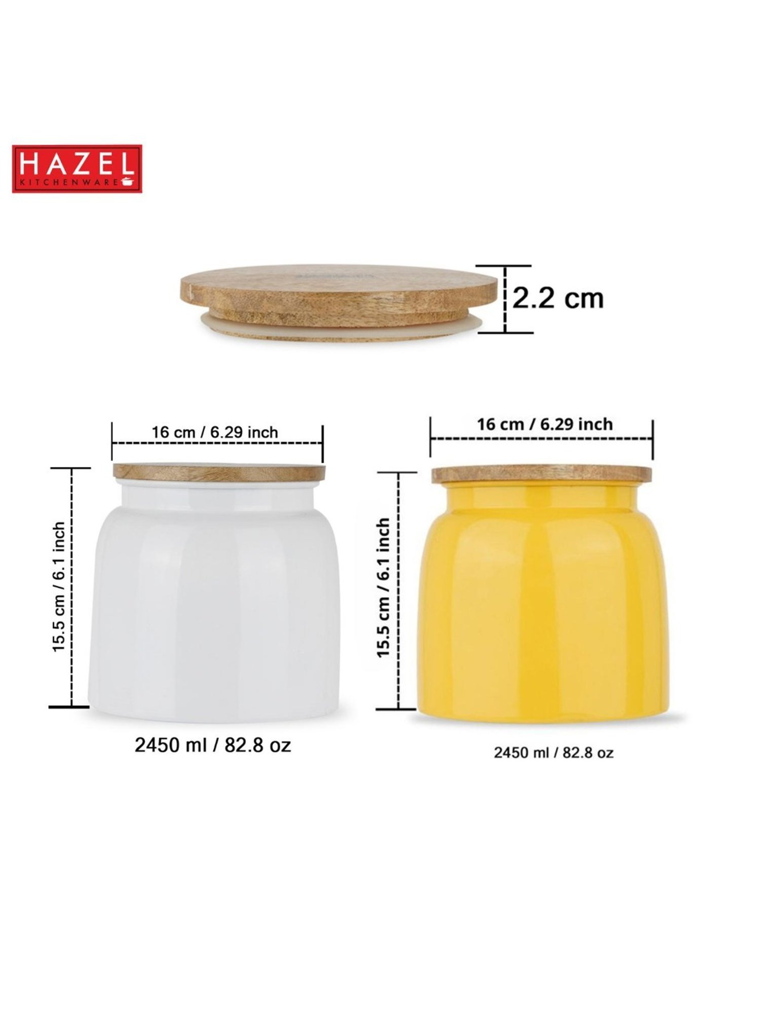 HAZEL Yellow & White Galvanized metal Storage Container with Lid - Set of 2