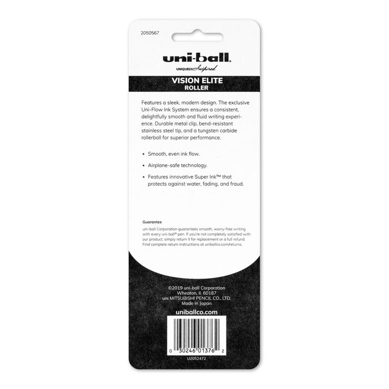 3ct Rollerball Capped Pens Black - Uni-ball Vision Elite