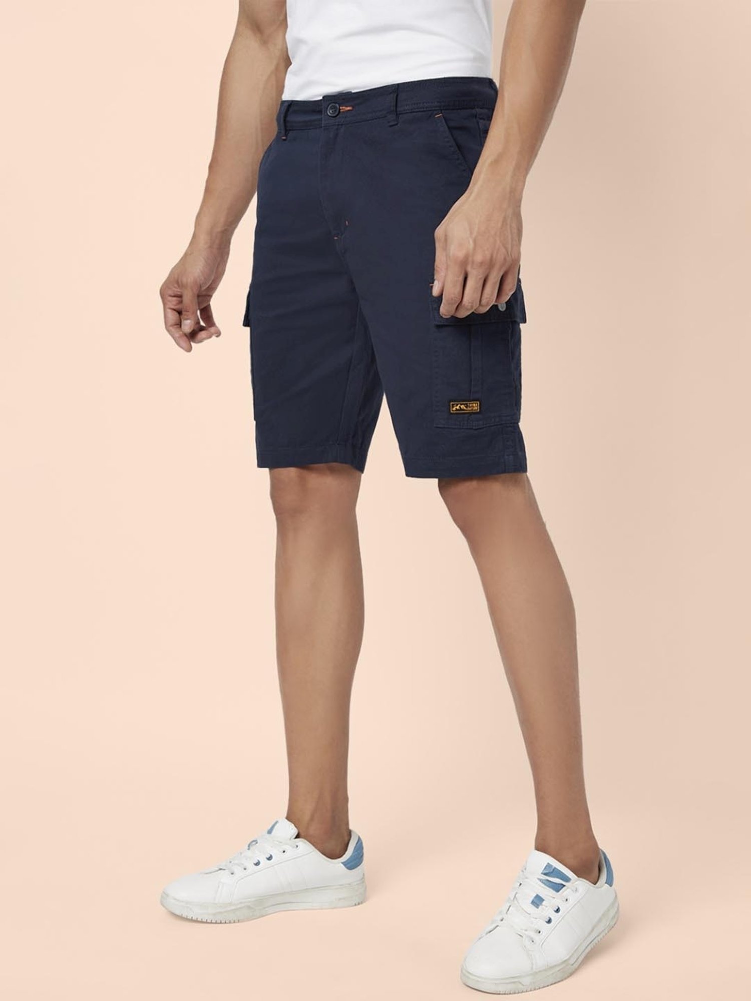 Urban Ranger By Pantaloons Navy Cotton Slim Fit Cargo Shorts