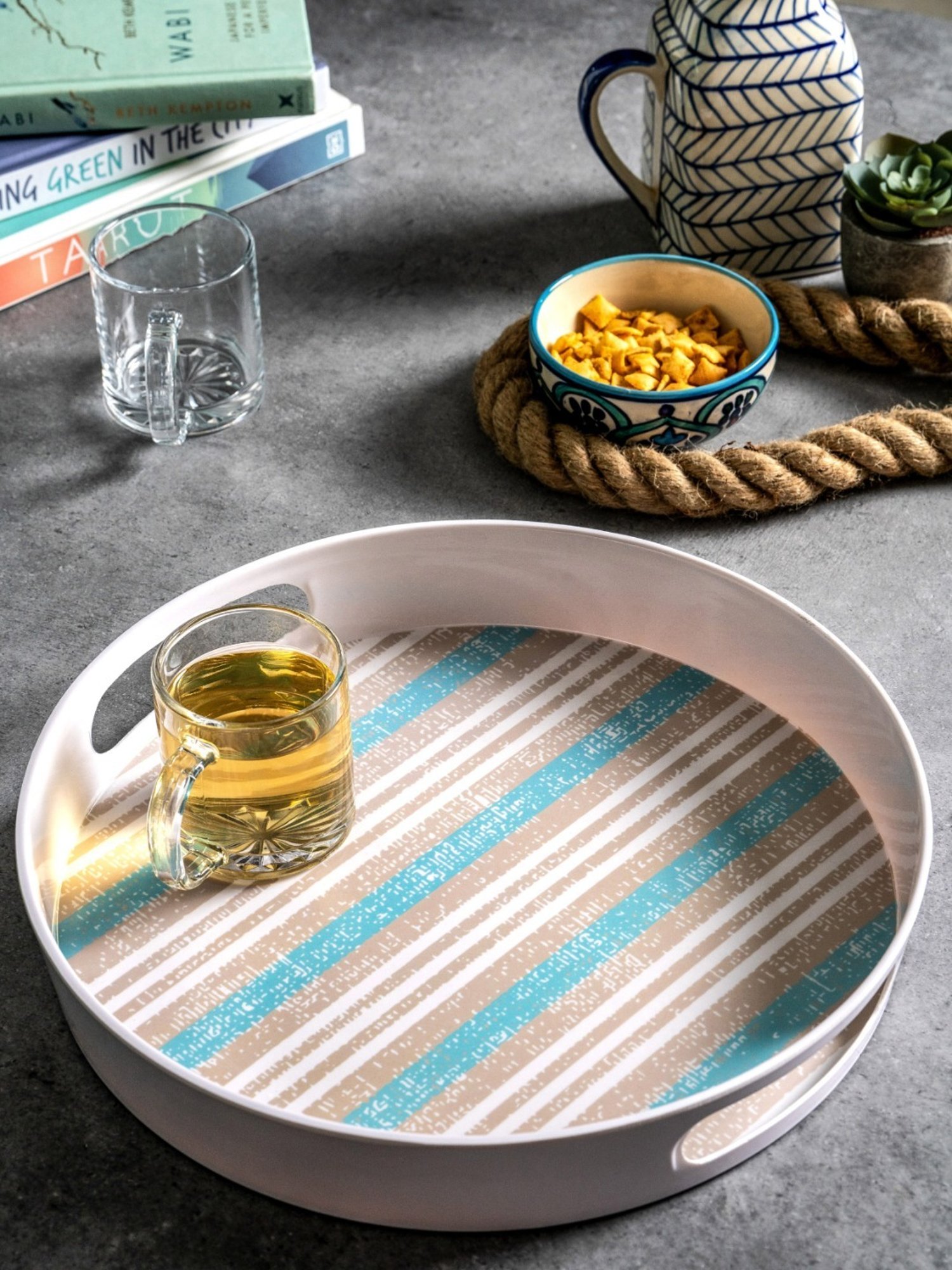 Goodhomes Multicolor Melamine Round Serving Tray