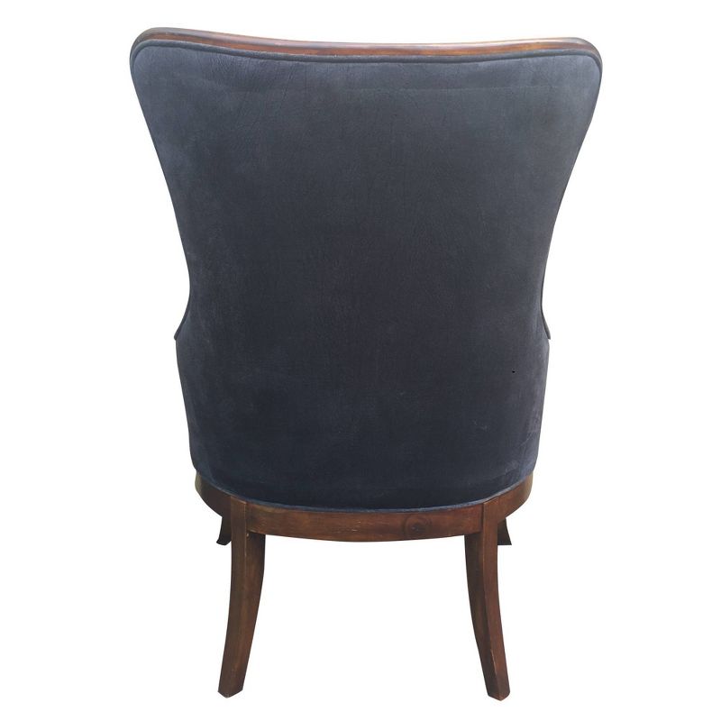 Curved Back Fabric Arm Upholstered Wooden Accent Chair Brown/Orange - The Urban Port