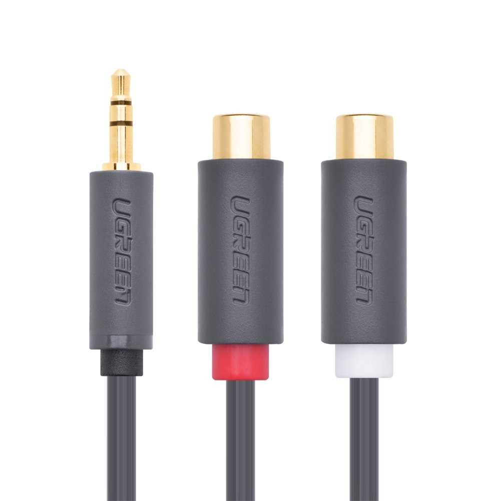 3.5mm to 2RCA converter cable,Premium 3.5mm Male to 2RCA Female Stereo Audio Cable Gold Plated for Smartphones, MP3, Tablets, Home Theater,0.8ft/25cm (10547)